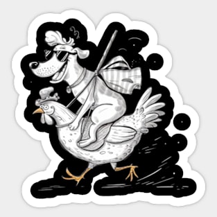 Paola Salome features a dog riding a small chicken. (2) Sticker